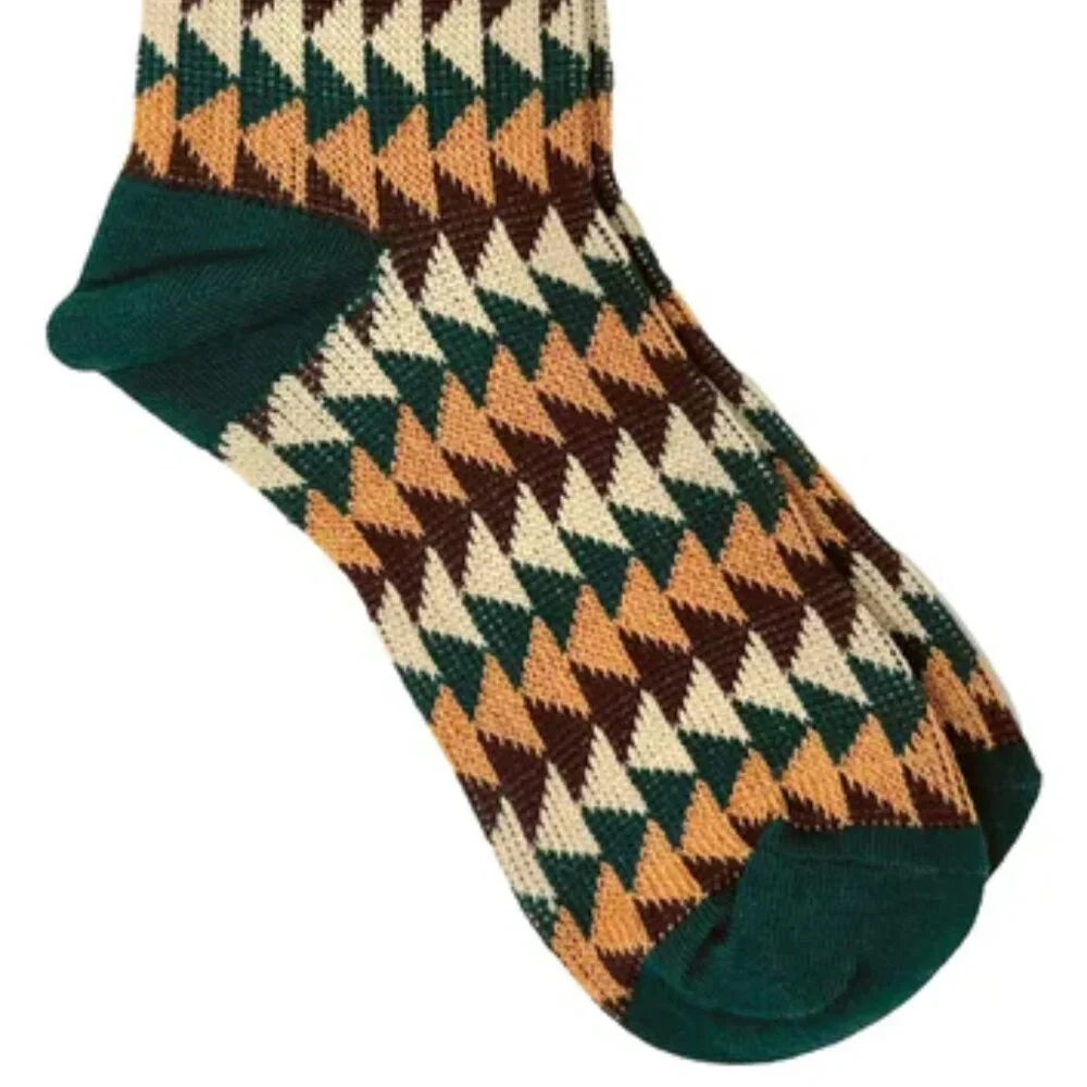 NWT Charley Retro Green Triangle Print Crew Socks